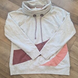 Maurices Light Gray and Mauve Cowl Neck Sweater